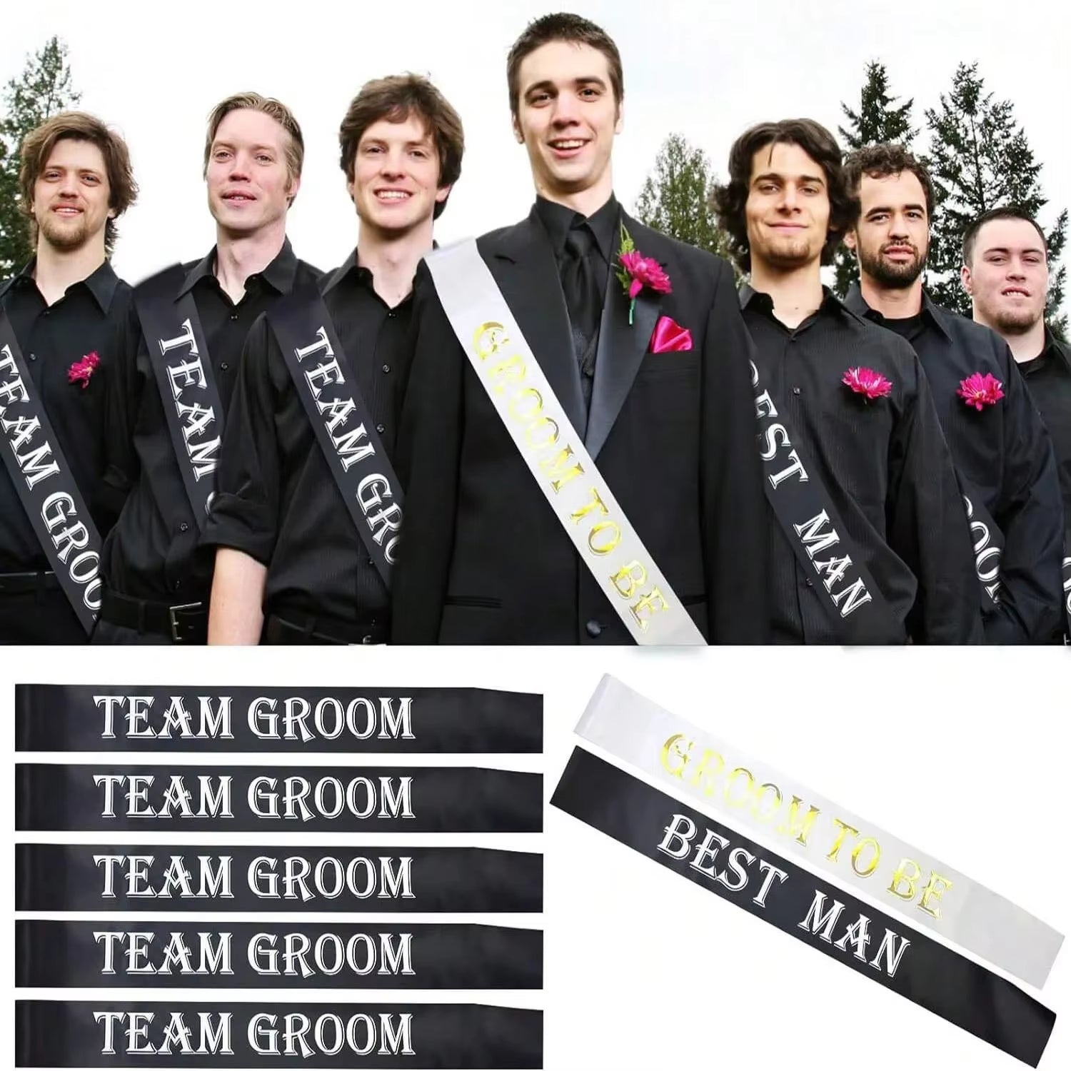 Bandas negras “Team Groom” para despedida de soltero