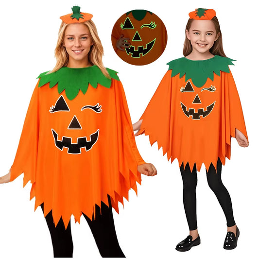 Disfraz de Halloween con capa y sombrero de calabaza – cosplay y fiestas temáticas